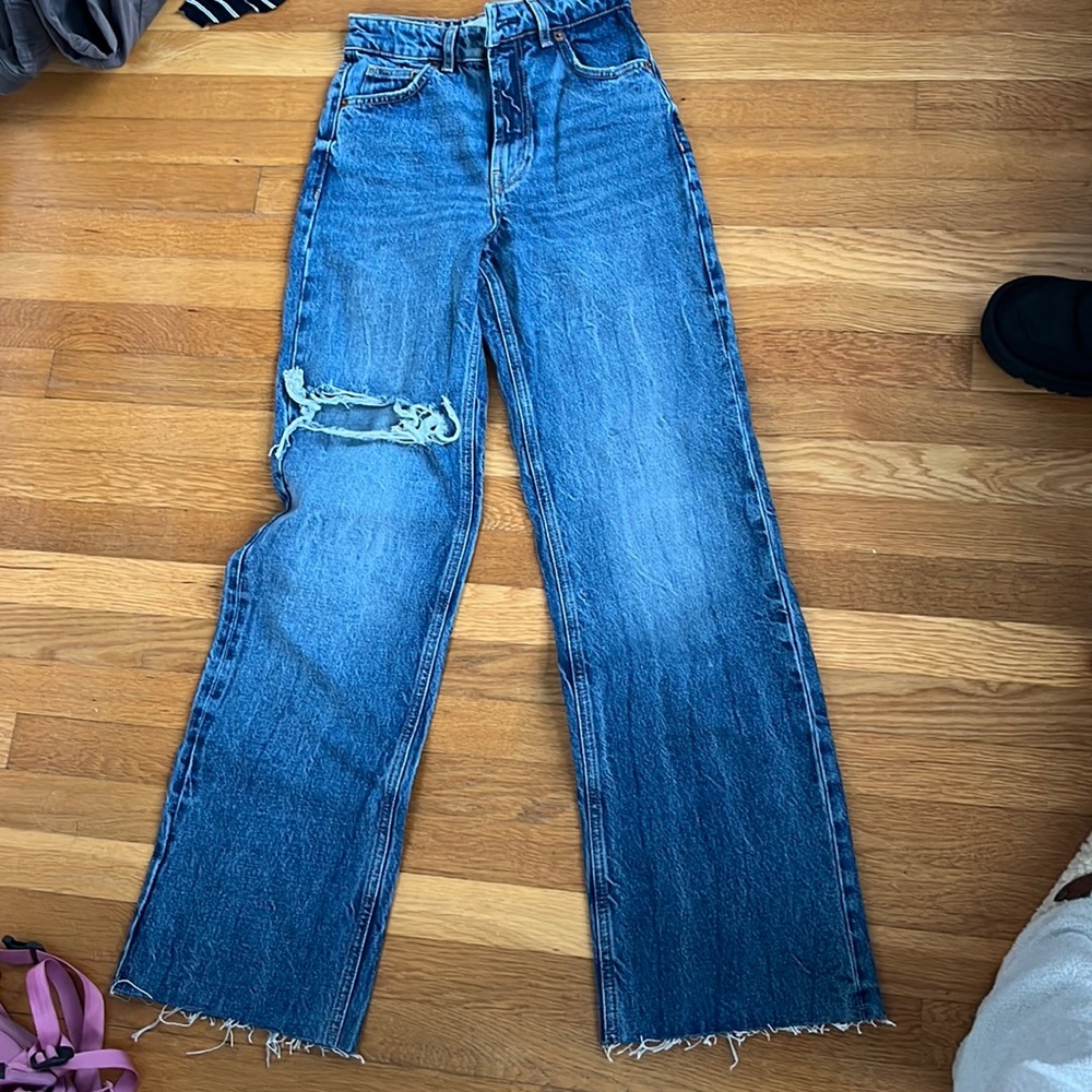 Zara wide leg dark wash jeans